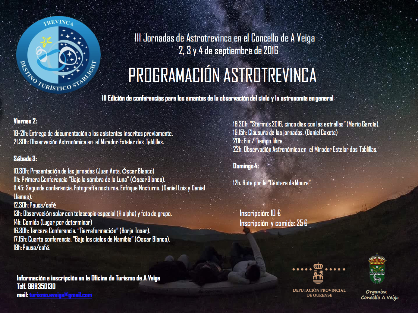 Programa da III Edición de conferencias para os amantes da observación do ceo e a astronomía en xeral