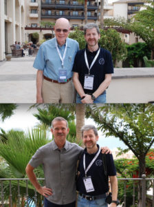 Mario S. García junto a Robert Wilson (premio Nobel de física) (arriba) y Chris Hadfield (astronauta) (abajo) durante el Festival Starmus 2016.