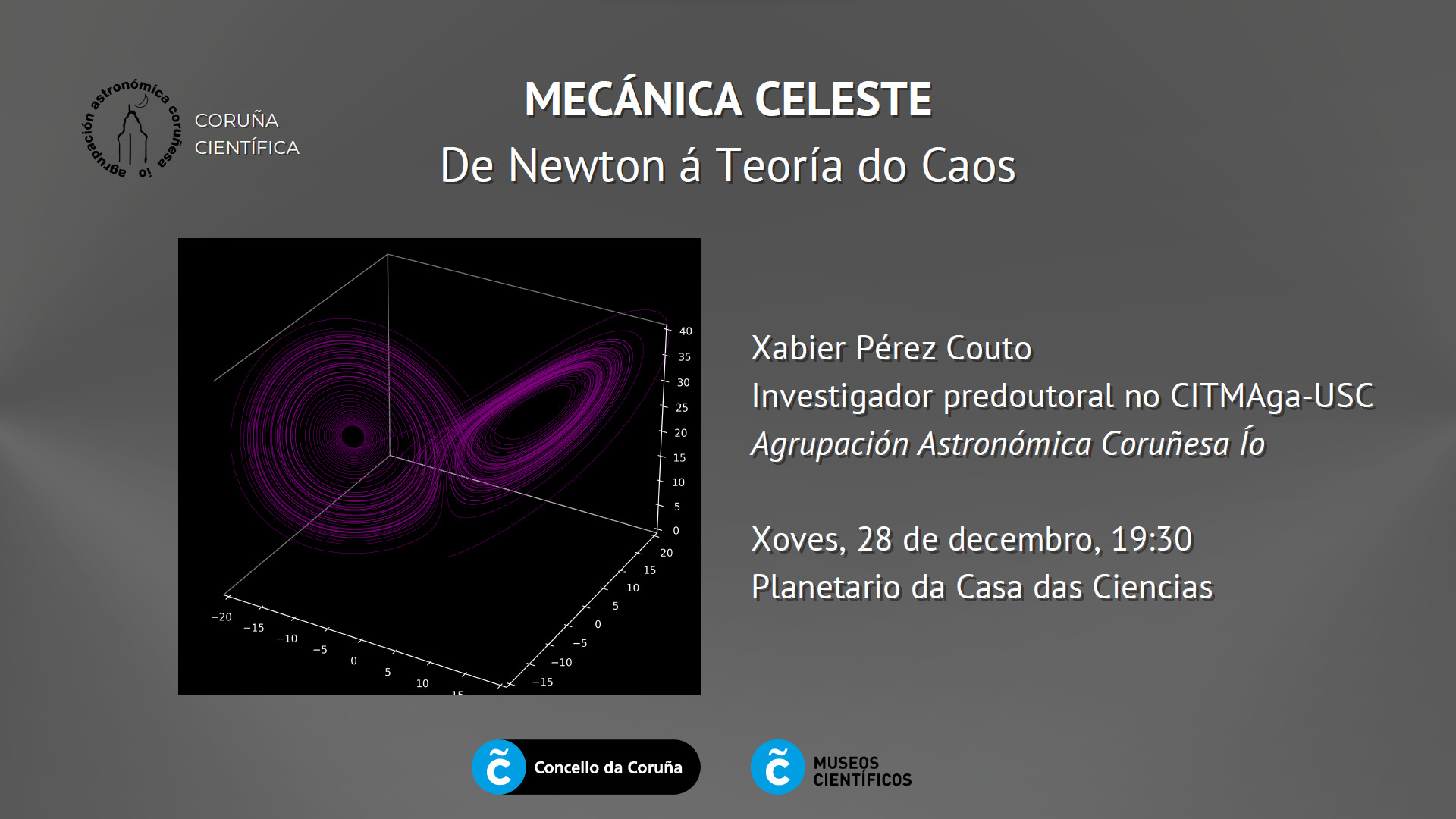 A Agrupación Ío organiza a charla "Mecánica celeste: de Newton á Teoría do Caos"